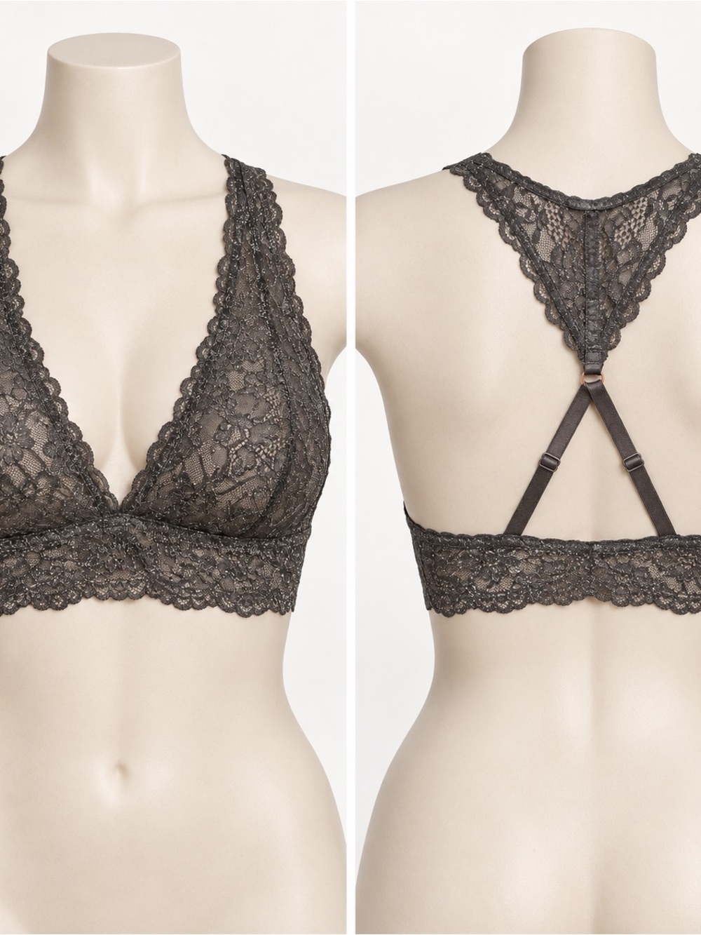 Savage X Fenty Lace Racerback Bralette - Charcoal